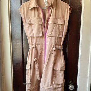 Fabletics - Liza Koshy Tan Harmony Zip Off Jumpsuit - Small